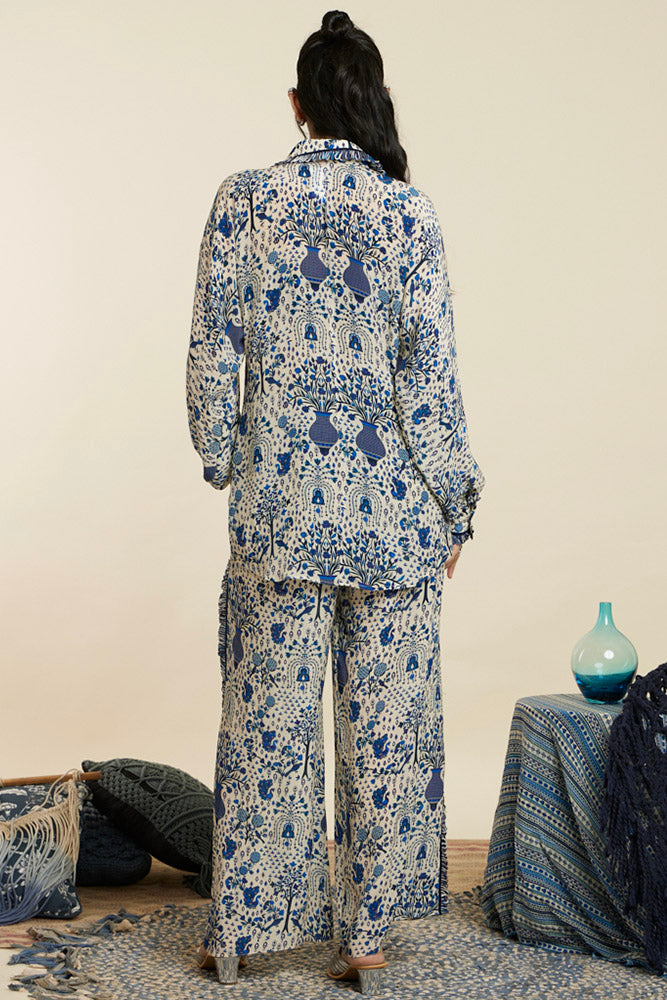 Safar Blue Jaal Print Coord Set