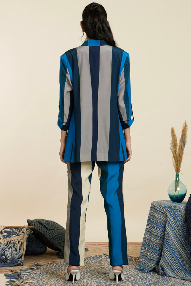Blue Stripe Blazer Set