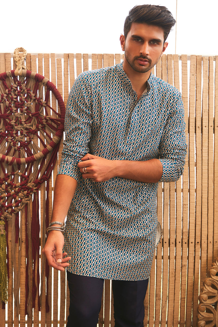 Blue Geo Print Kurta Set