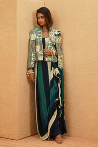 Afreen Cape Jacket & Skirt Set