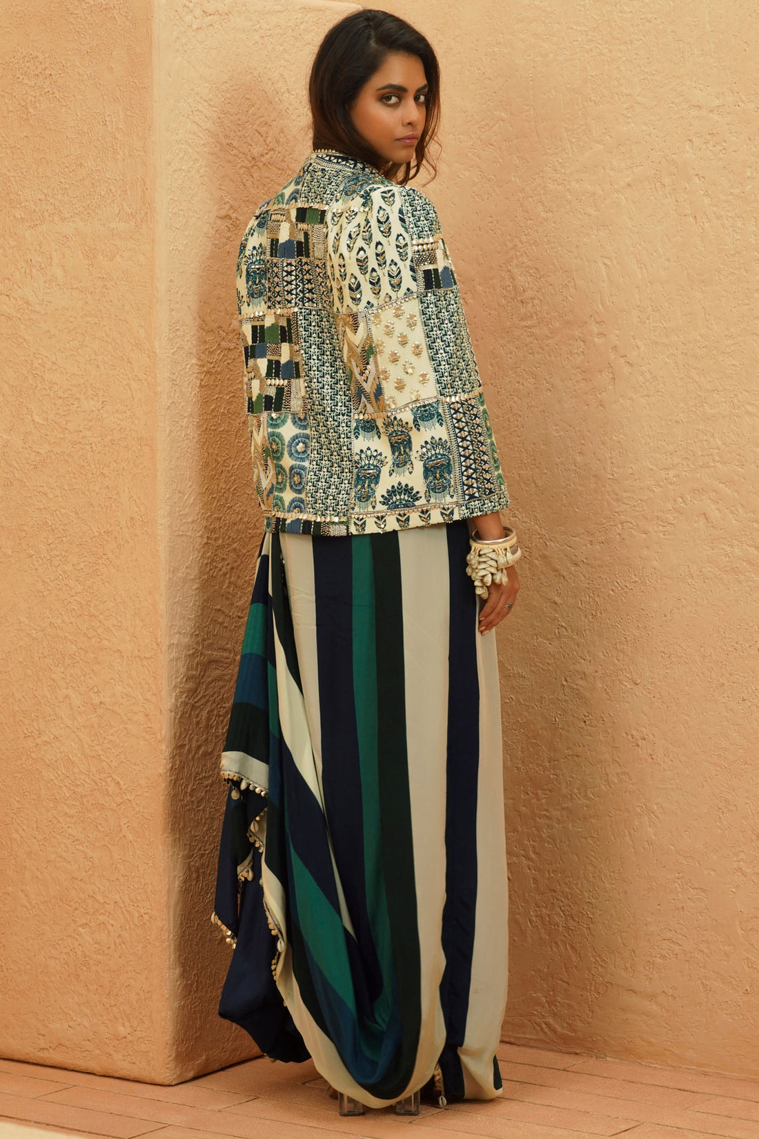 Afreen Cape Jacket & Skirt Set