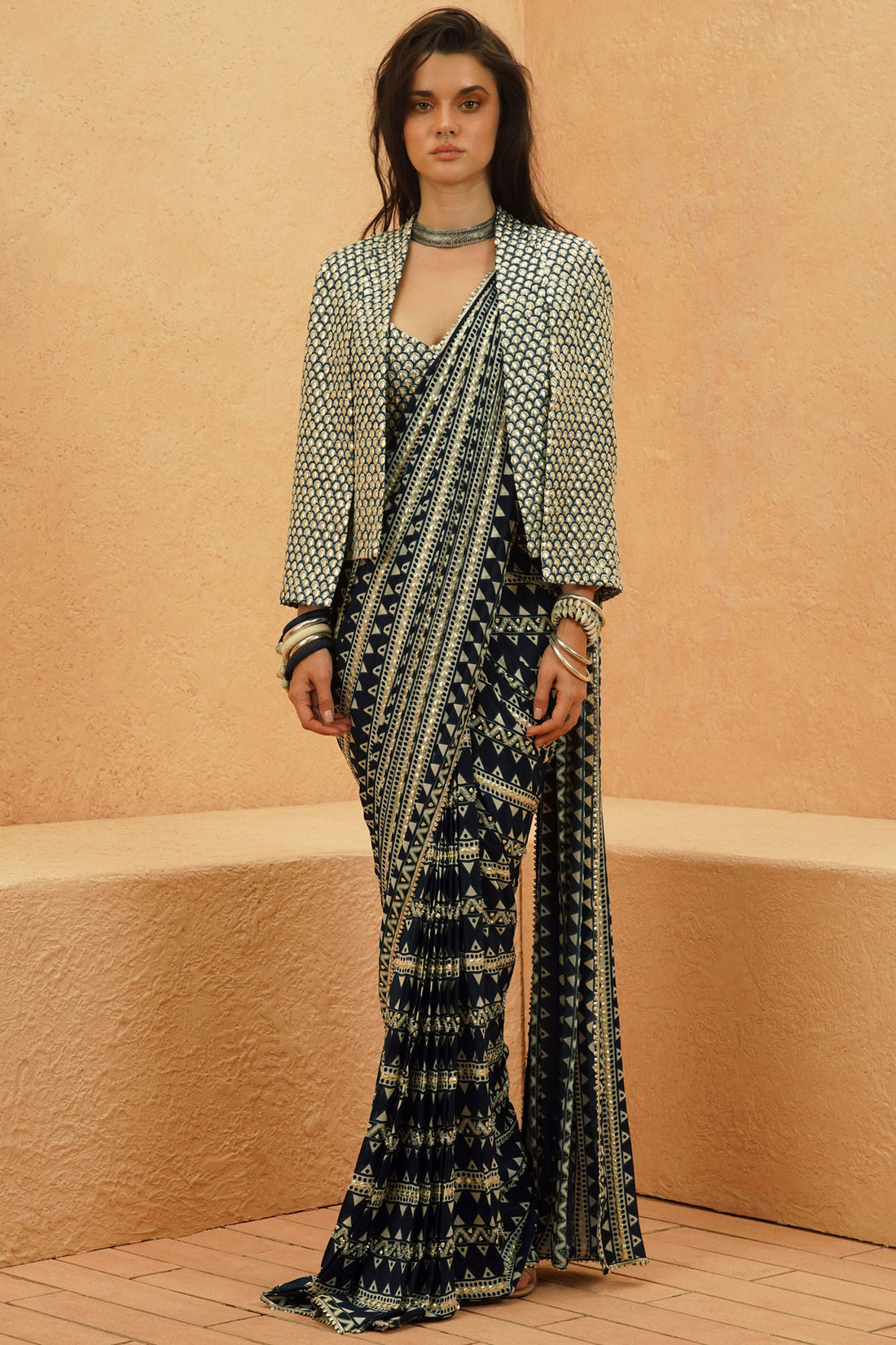 Fariha Saree, Blouse & Cape Set