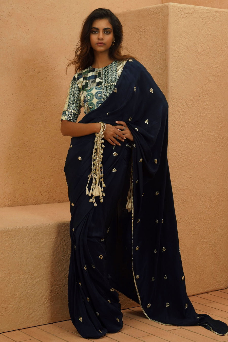 Layla Midnight Blue Saree Set