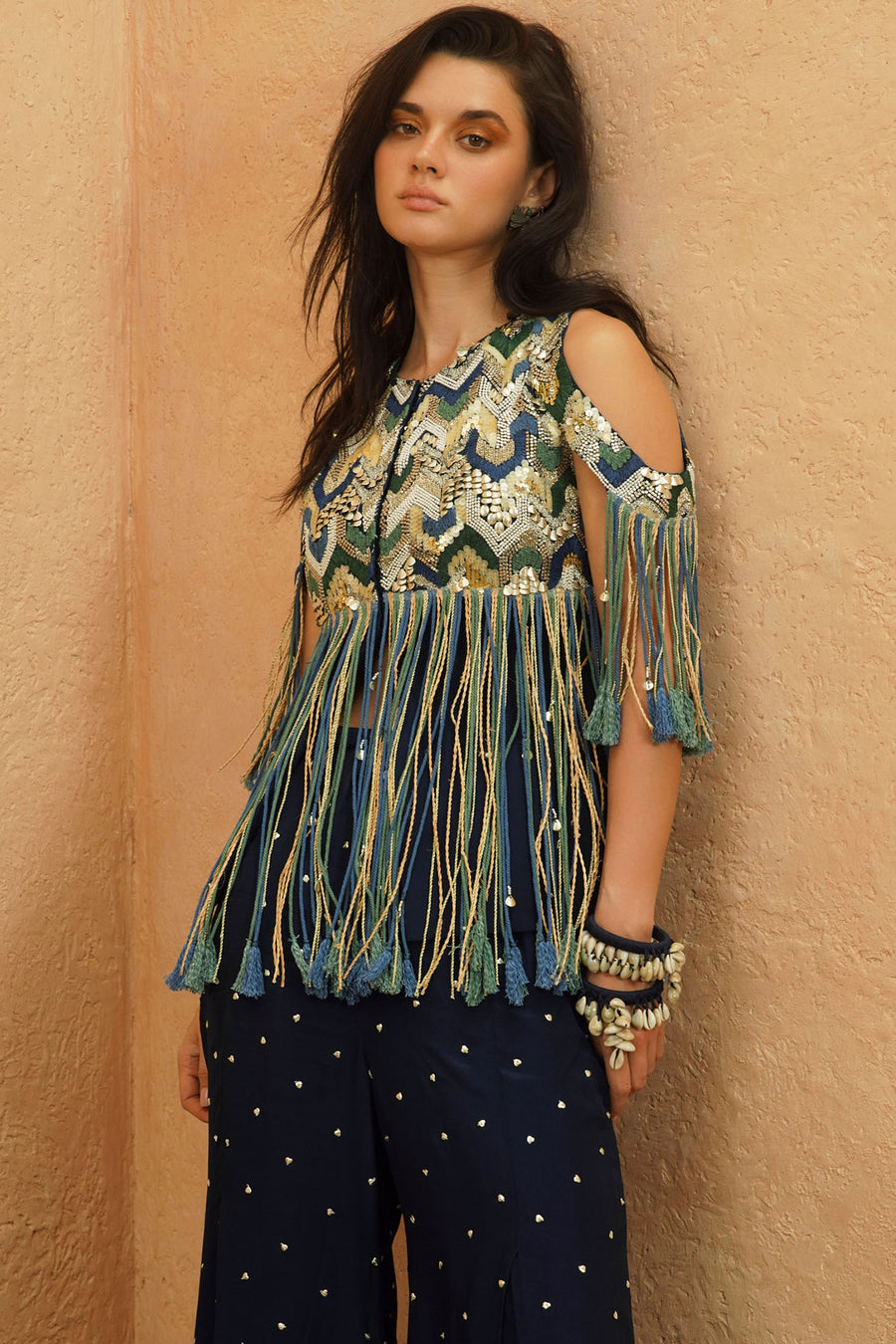 Nadira Cold Shoulder Jacket Set