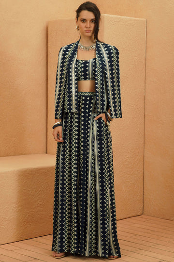 Noura Cape Jacket & Flared Pant Set