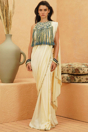 Sami Saree with Fringe Bib