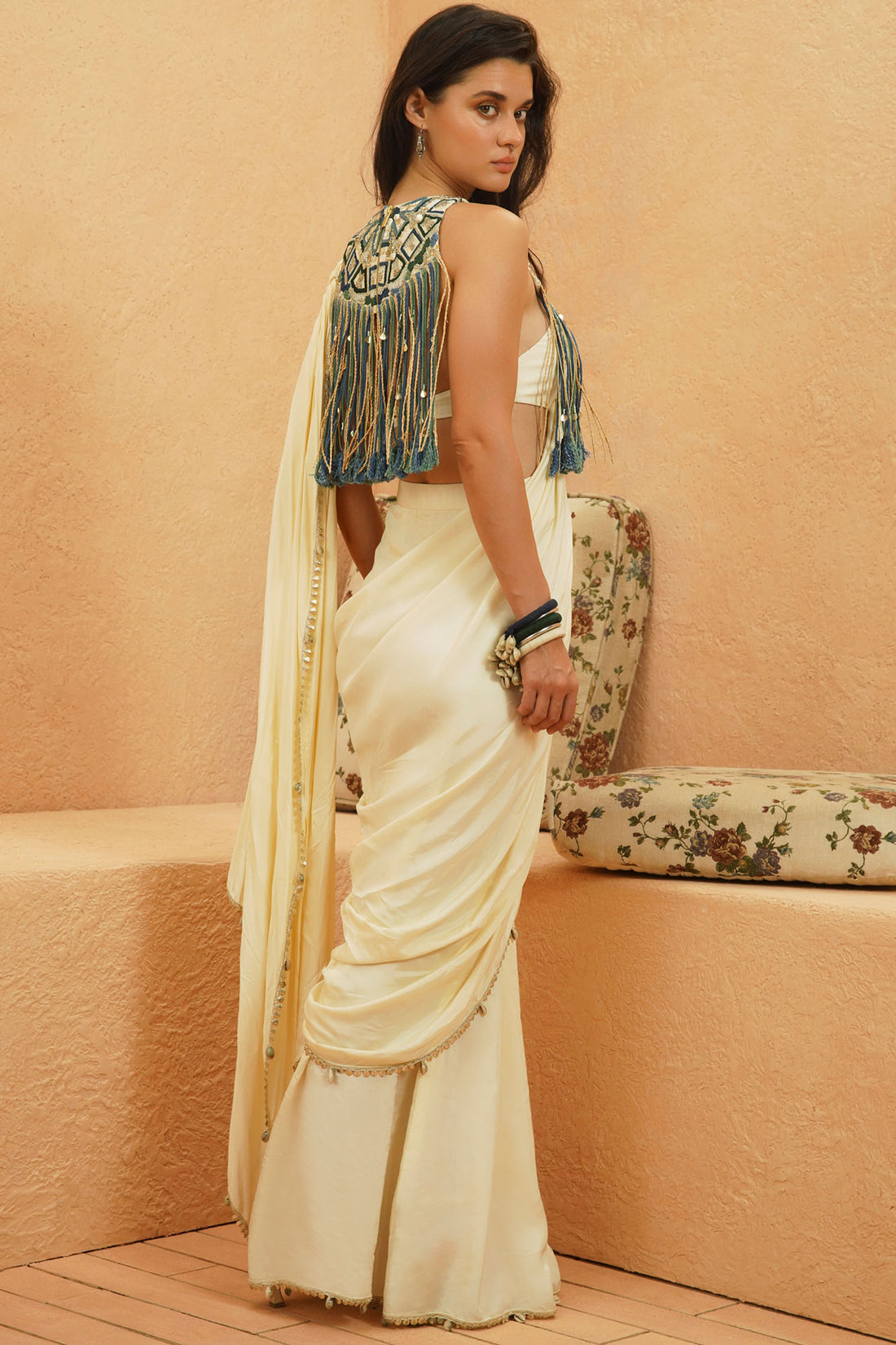 Sami Saree with Fringe Bib