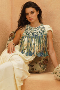 Sami Saree with Fringe Bib