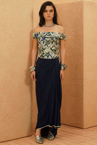 Taha Embellished Drape Skirt Set
