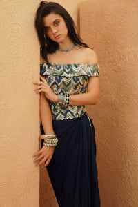 Taha Embellished Drape Skirt Set