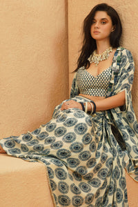 Zayna Cape & Drape Skirt Set