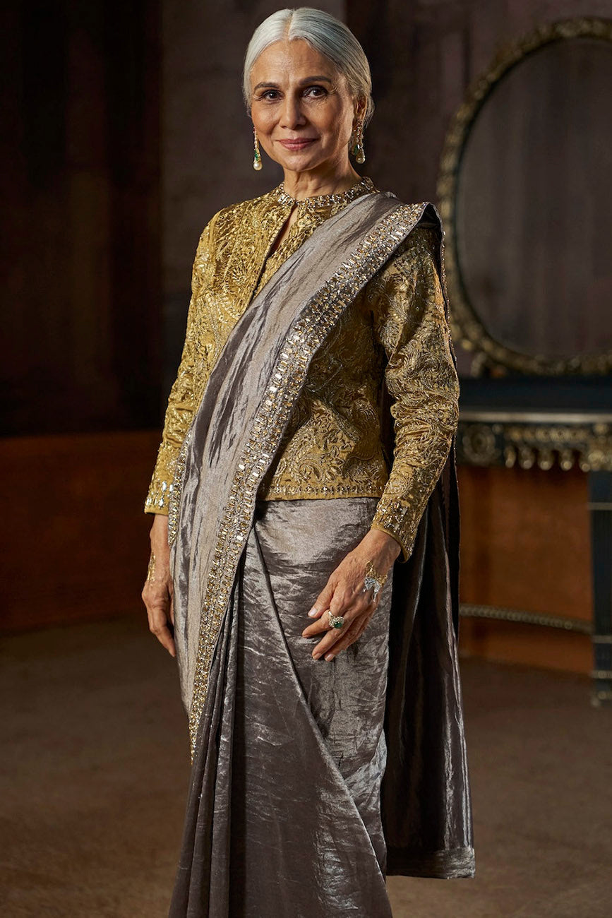 Grey Tissue Saree