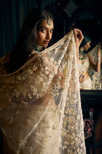 Ivory Three Dimensional Saree (with Veil)