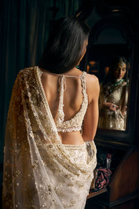 Ivory Three Dimensional Saree (with Veil)