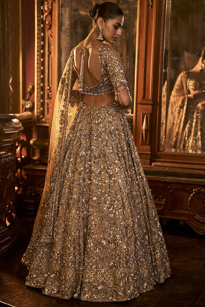 Antique Gold Tissue Lehenga Set