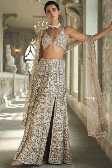 Ash Grey & Silver Skirt Set