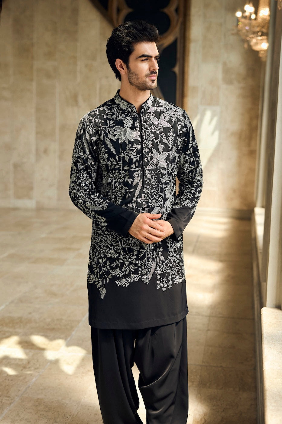 Black & Silver Kurta Set