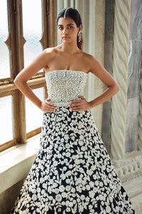 Black & White Corset Lehenga Set