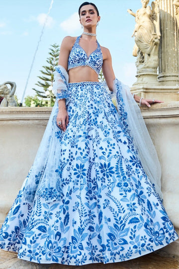 Blue Applique Lehenga Set