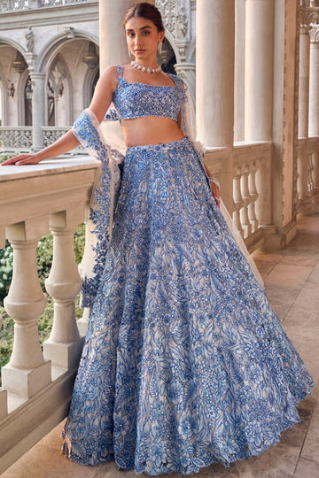 Blue Cut Work Lehenga Set