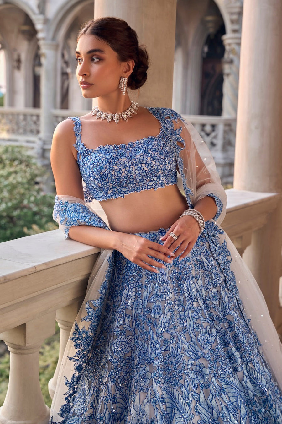 Blue Cut Work Lehenga Set