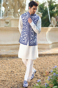 Blue Thread Work Bundi Set