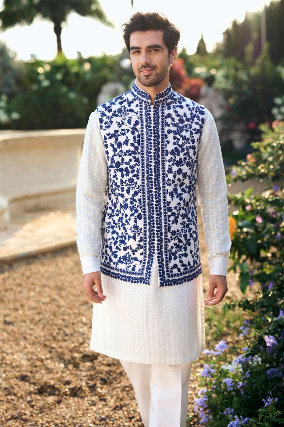 Blue Thread Work Bundi Set