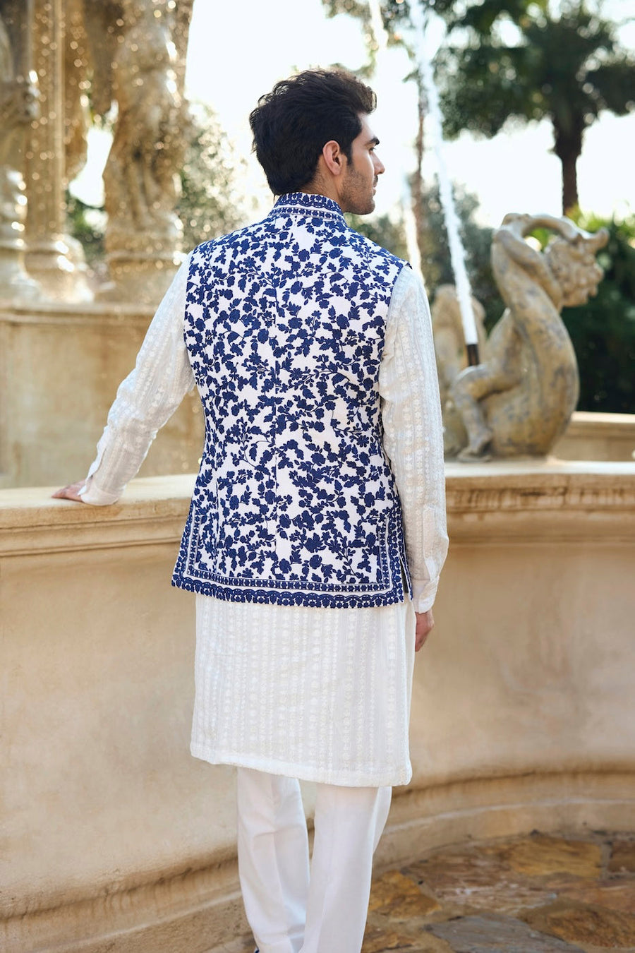 Blue Thread Work Bundi Set