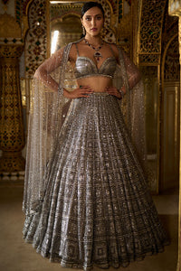 Charcoal Grey Sequin Lehenga Set