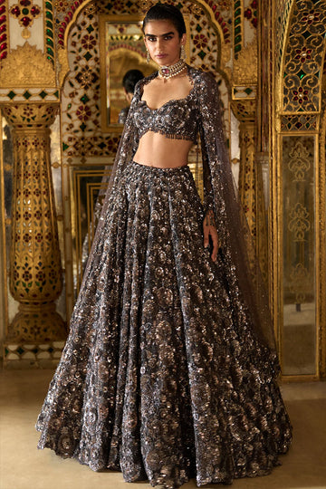 Charcoal Sequin Lehenga Set