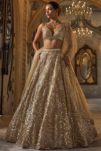 Gold Sequin Lehenga Set