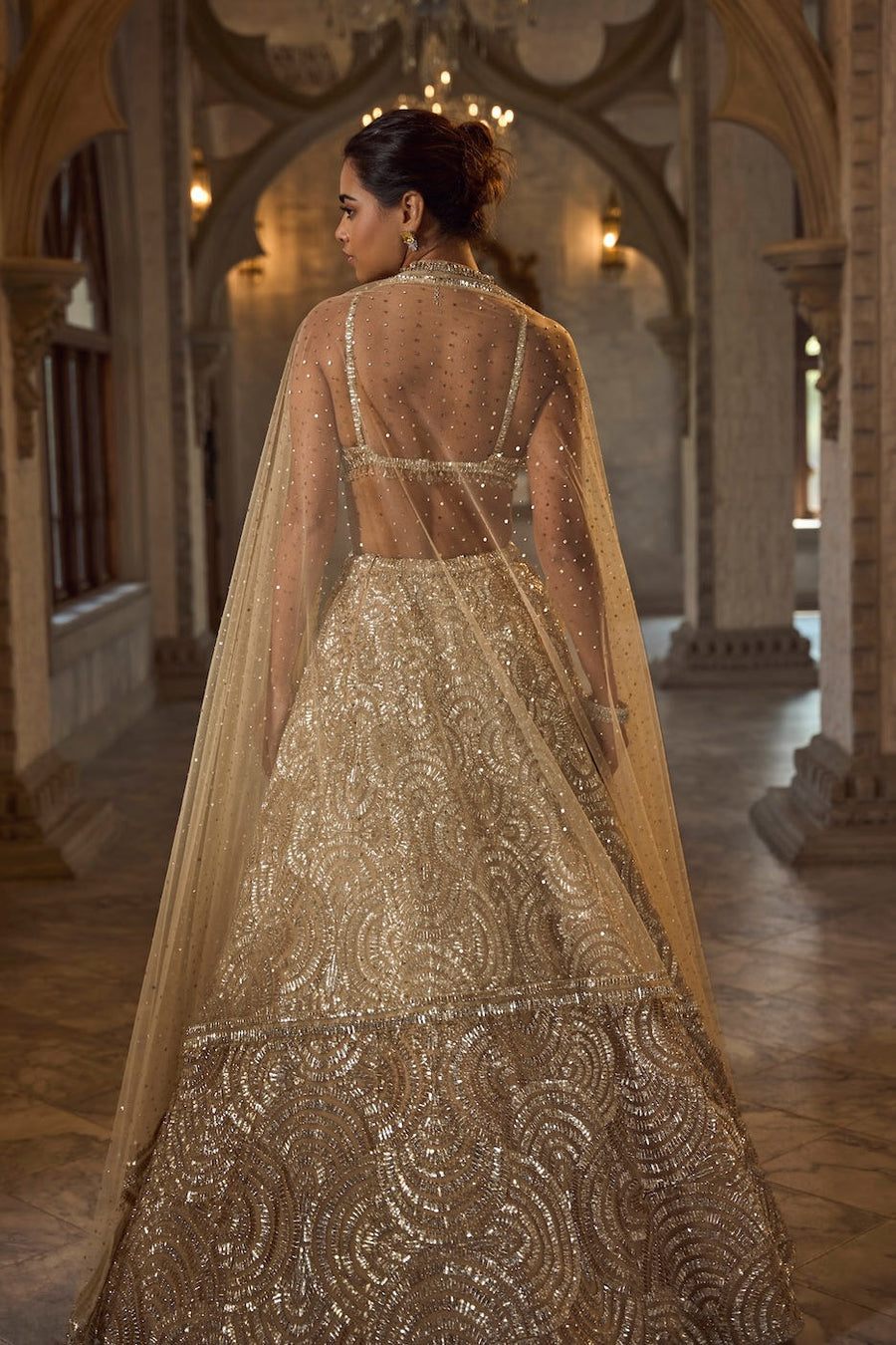 Gold Sequin Lehenga Set