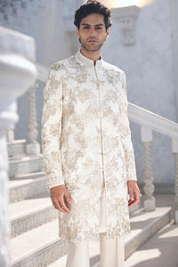 Gold Silver Sherwani Set