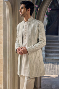 Grey Ivory Open Jacket Set