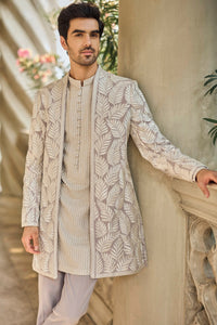 Grey Open Jacket Set