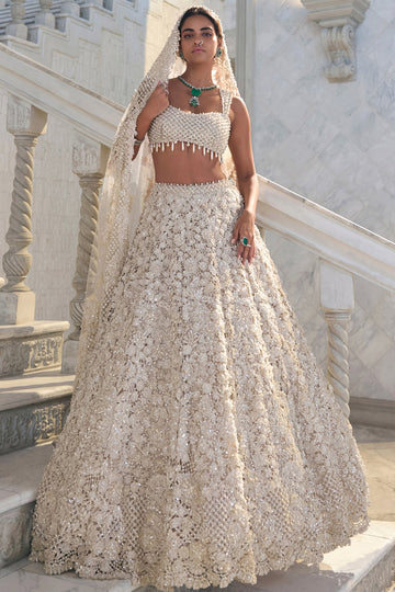 Ivory Cut Work Lehenga Set
