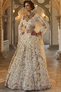 Ivory Gold Three-Dimensional Lehenga Set