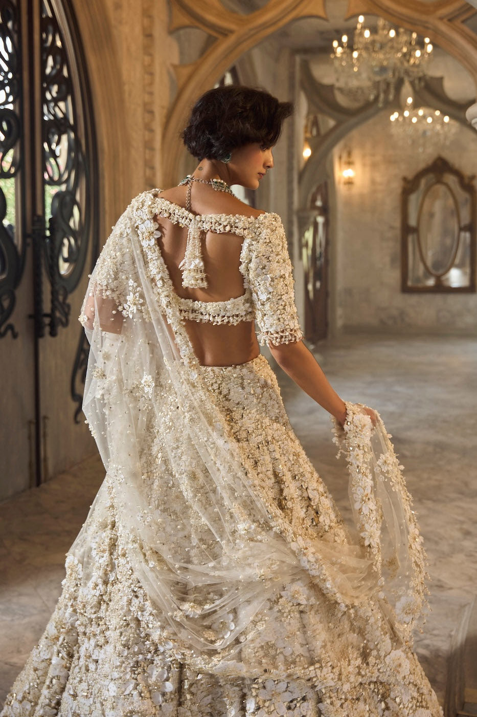 Ivory Gold Three-Dimensional Lehenga Set