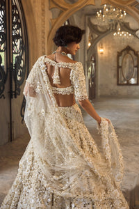 Ivory Gold Three-Dimensional Lehenga Set