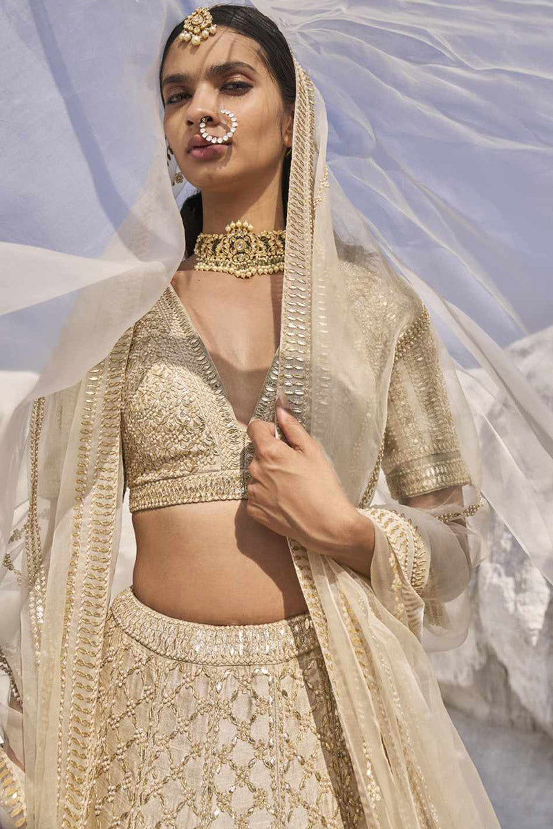 Ivory Gota Patti Lehenga Set