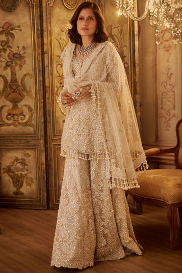 Ivory Pearl Sharara Set