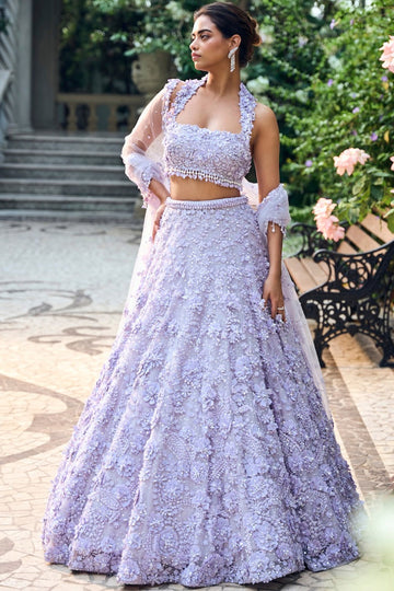 Lilac Three-Dimensional Lehenga Set