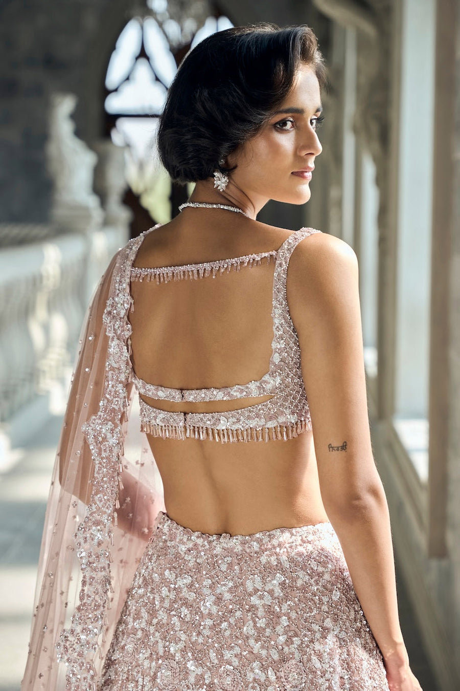 Mauve Sequin Lehenga Set