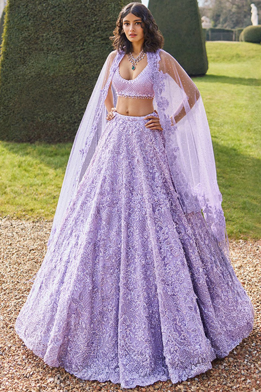 Mauve Sequin Lehenga Set