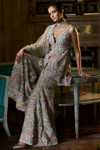 Multi-Coloured 3D Sharara Set