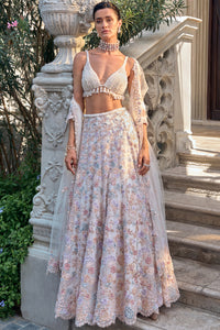 Multi-Coloured Pearl Lehenga Set
