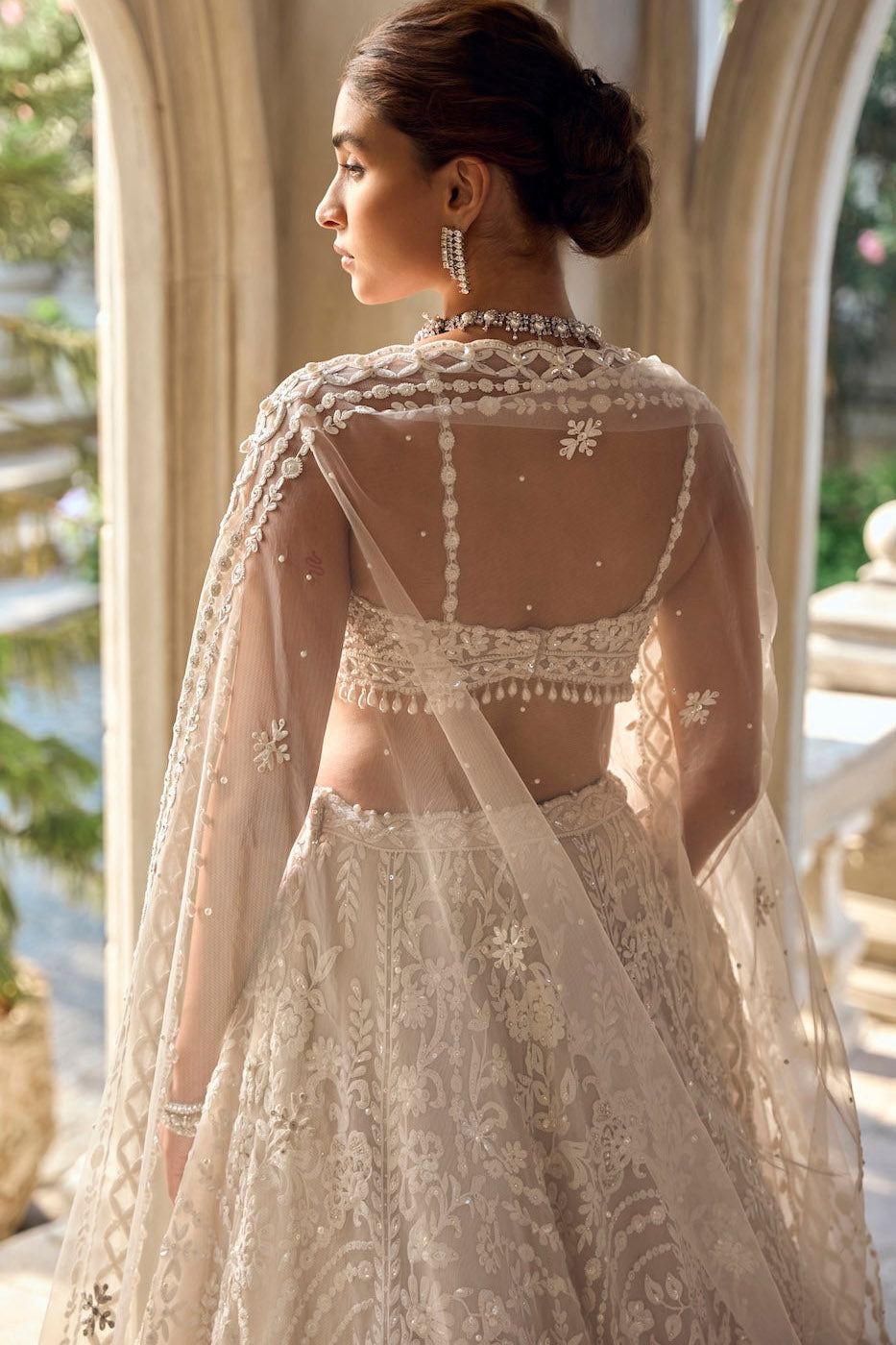 Nude Cream Abstract Dori Lehenga Set