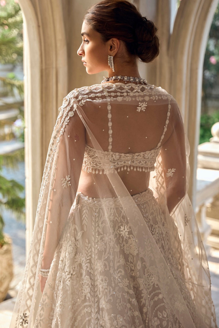 Nude Cream Abstract Dori Lehenga Set