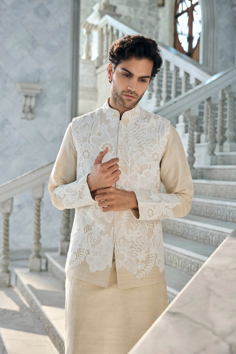 Nude Cut Work Bundi Set