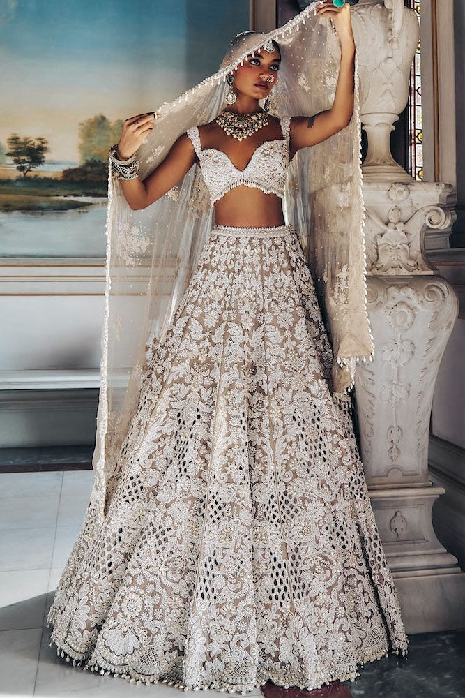 Nude Pearl Cut Work Lehenga Se